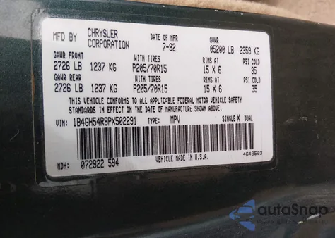 1993 Dodge Grand Caravan Le/Es from USA, damaged, VIN 1B4GH54R9PX502291